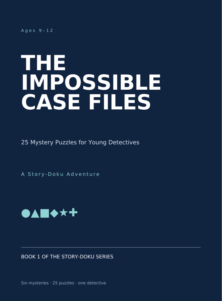 The Impossible Case Files cover, Book 1 of the Story-Doku Series, a mystery puzzle book for ages 9 to 12
